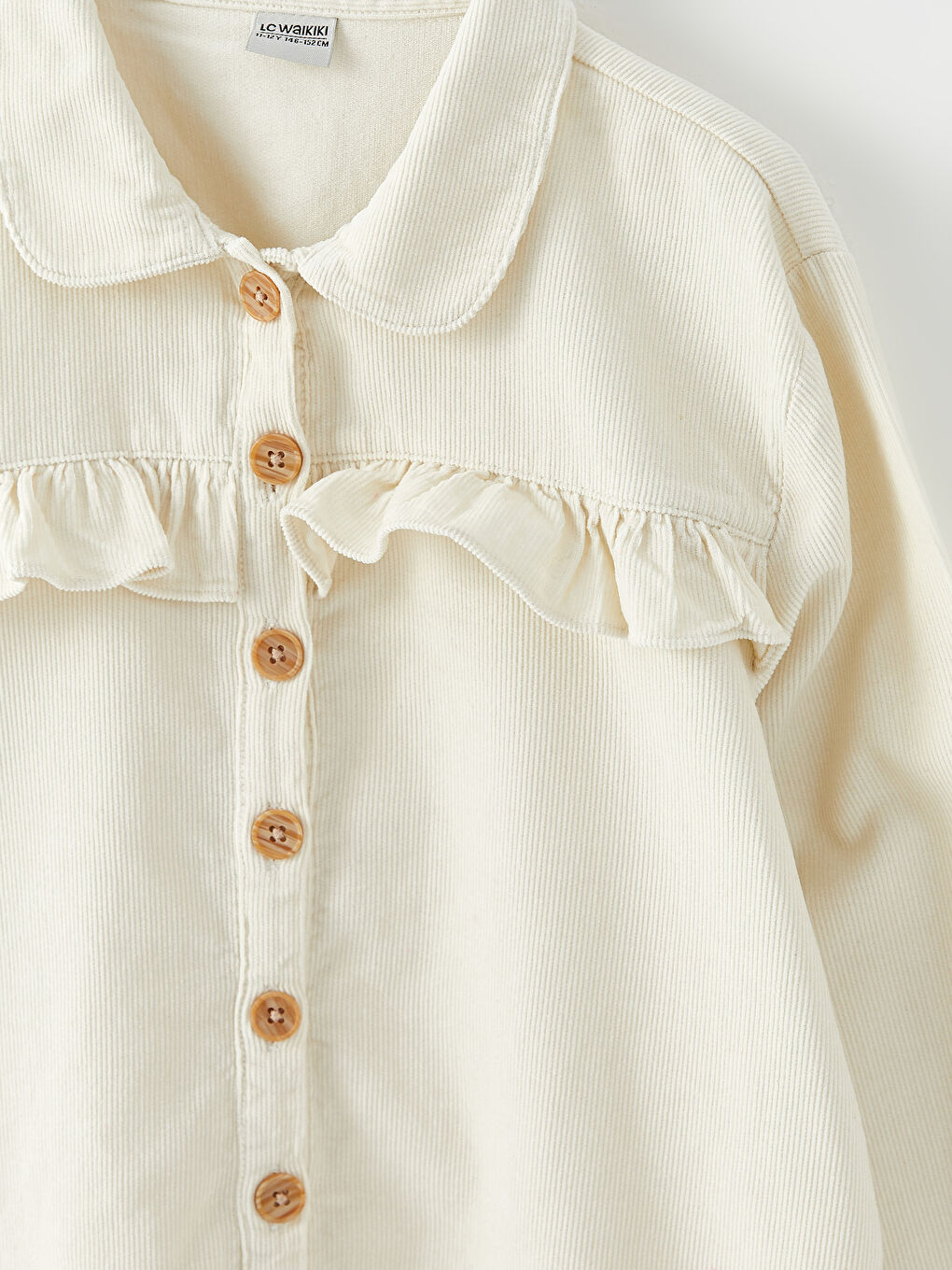 Рубашка из бархата с длинным рукавом и оборками для девочек-1