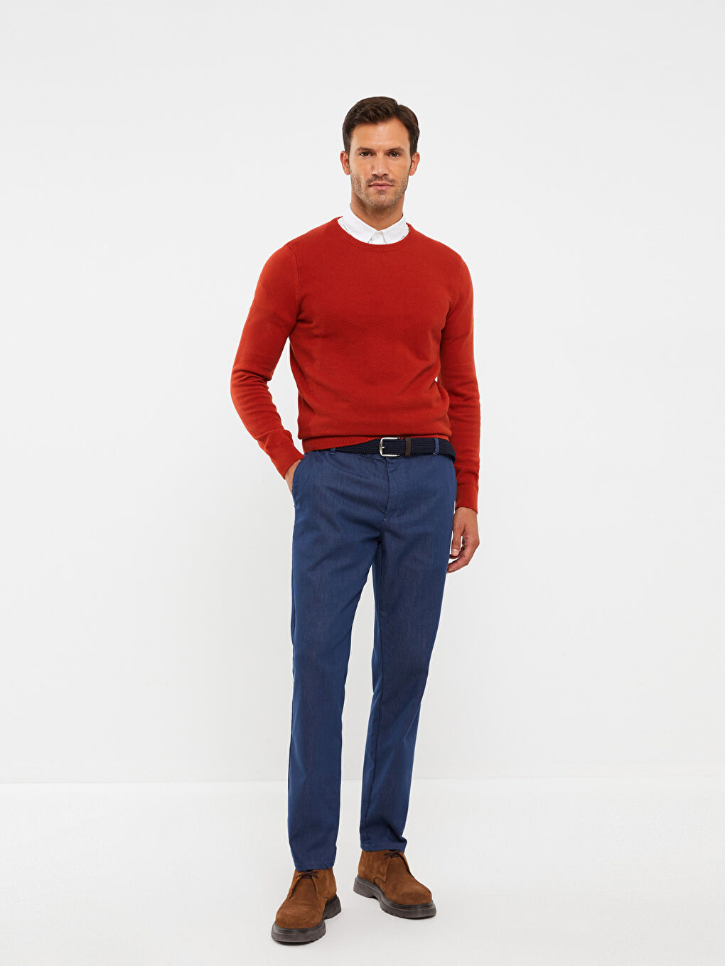 Turuncu Bisiklet Yaka Erkek Triko Kazak