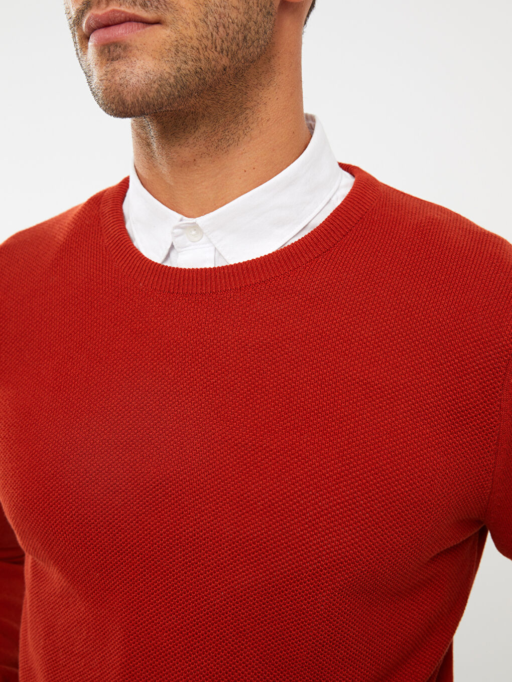 Turuncu Bisiklet Yaka Erkek Triko Kazak-3