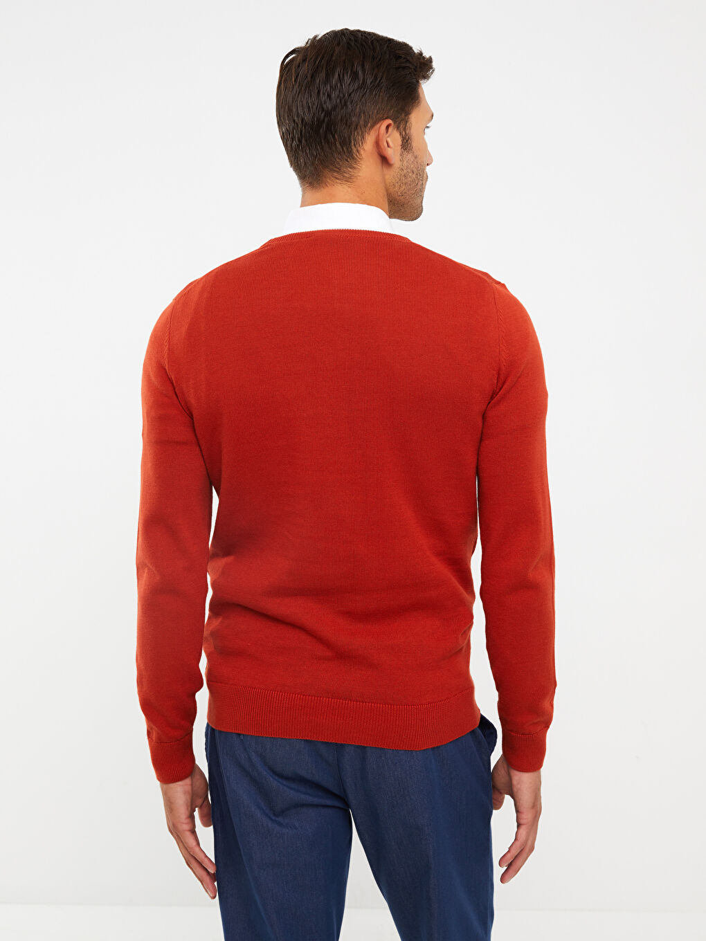 Turuncu Bisiklet Yaka Erkek Triko Kazak-4