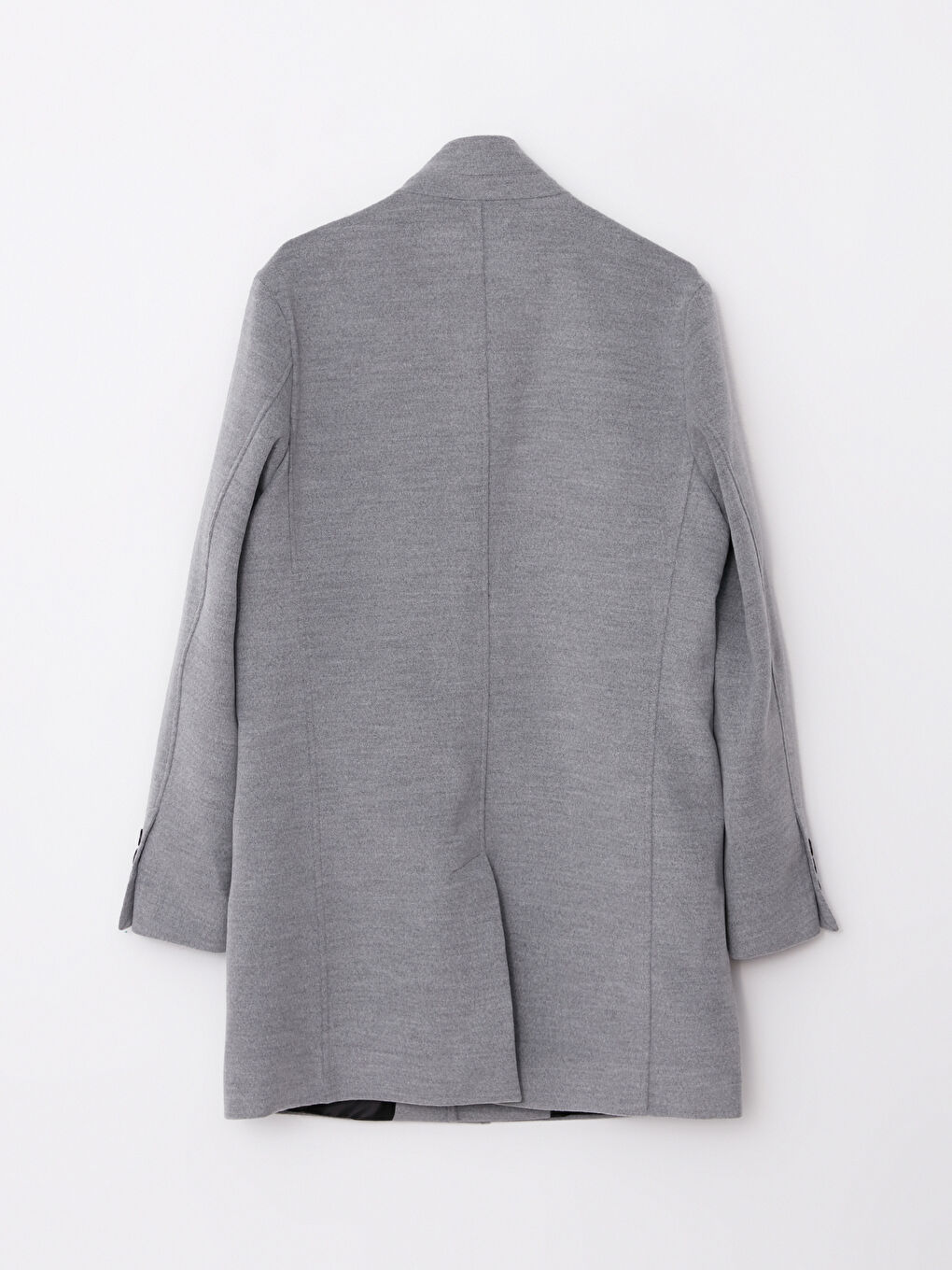 Gri Standart Kalıp Dik Yaka Erkek Kaşe Kaban-7