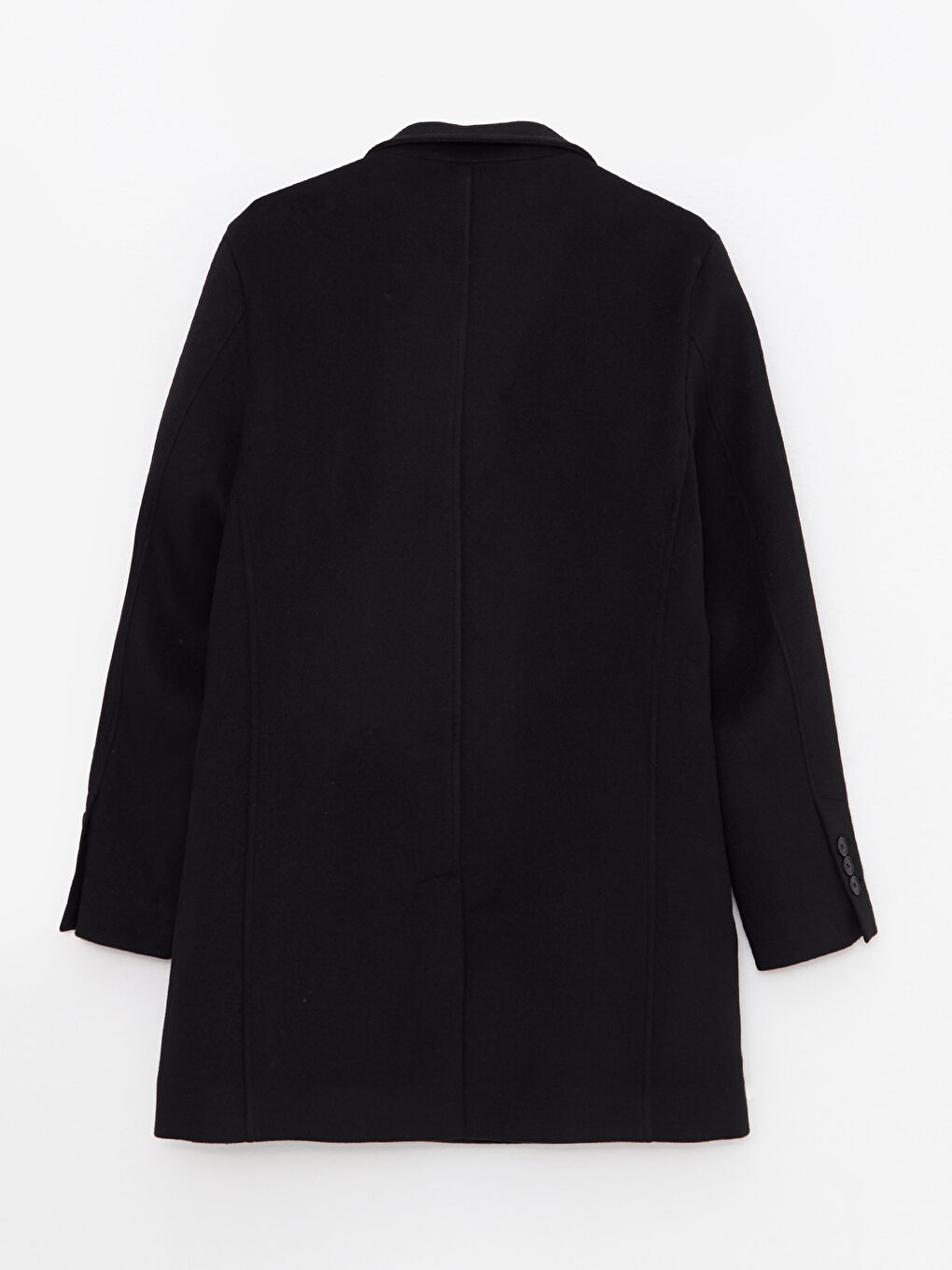 Siyah Standart Kalıp Dik Yaka Erkek Kaşe Kaban-6