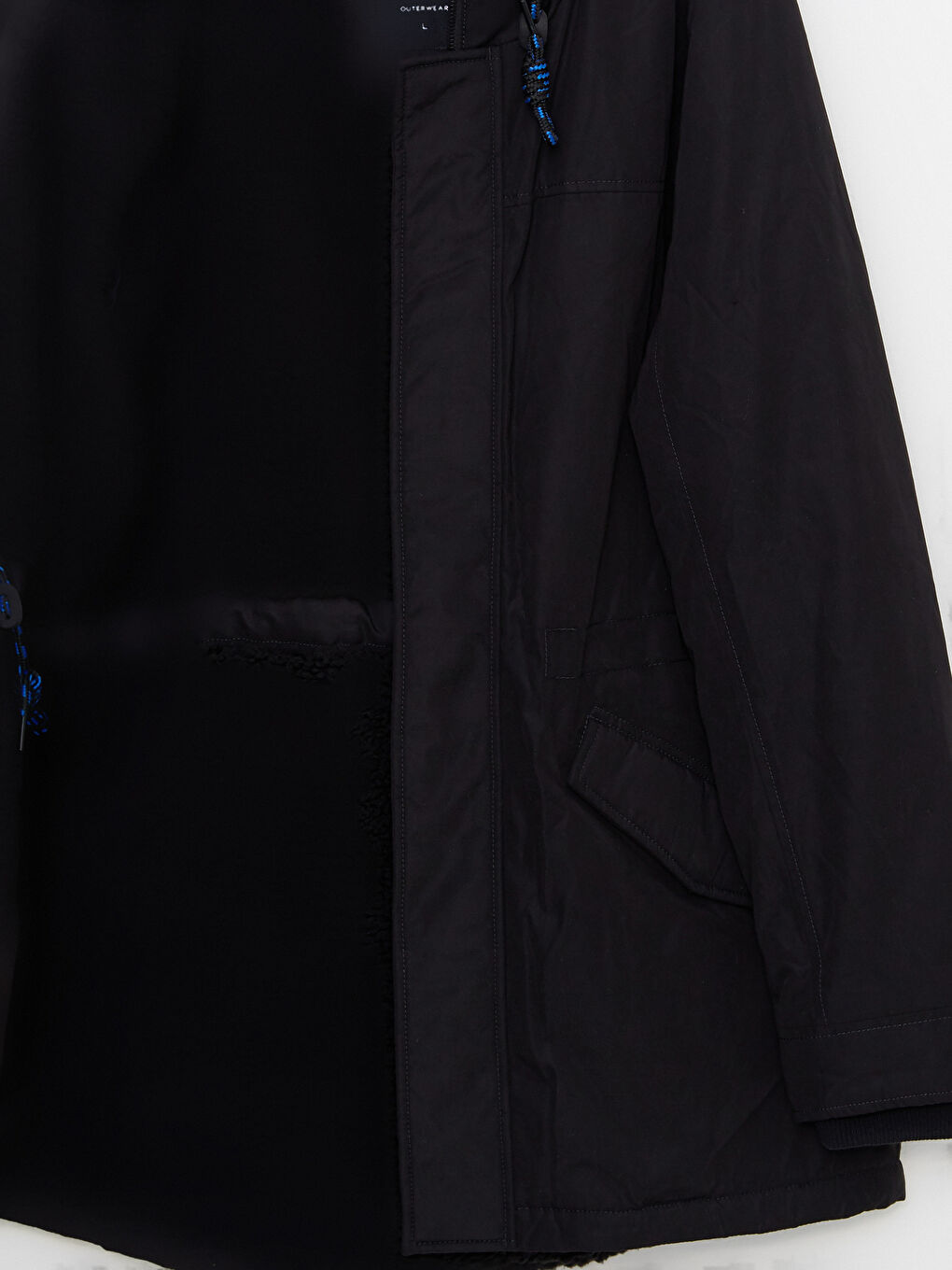 Siyah Standart Kalıp Kapüşonlu Erkek Parka-6