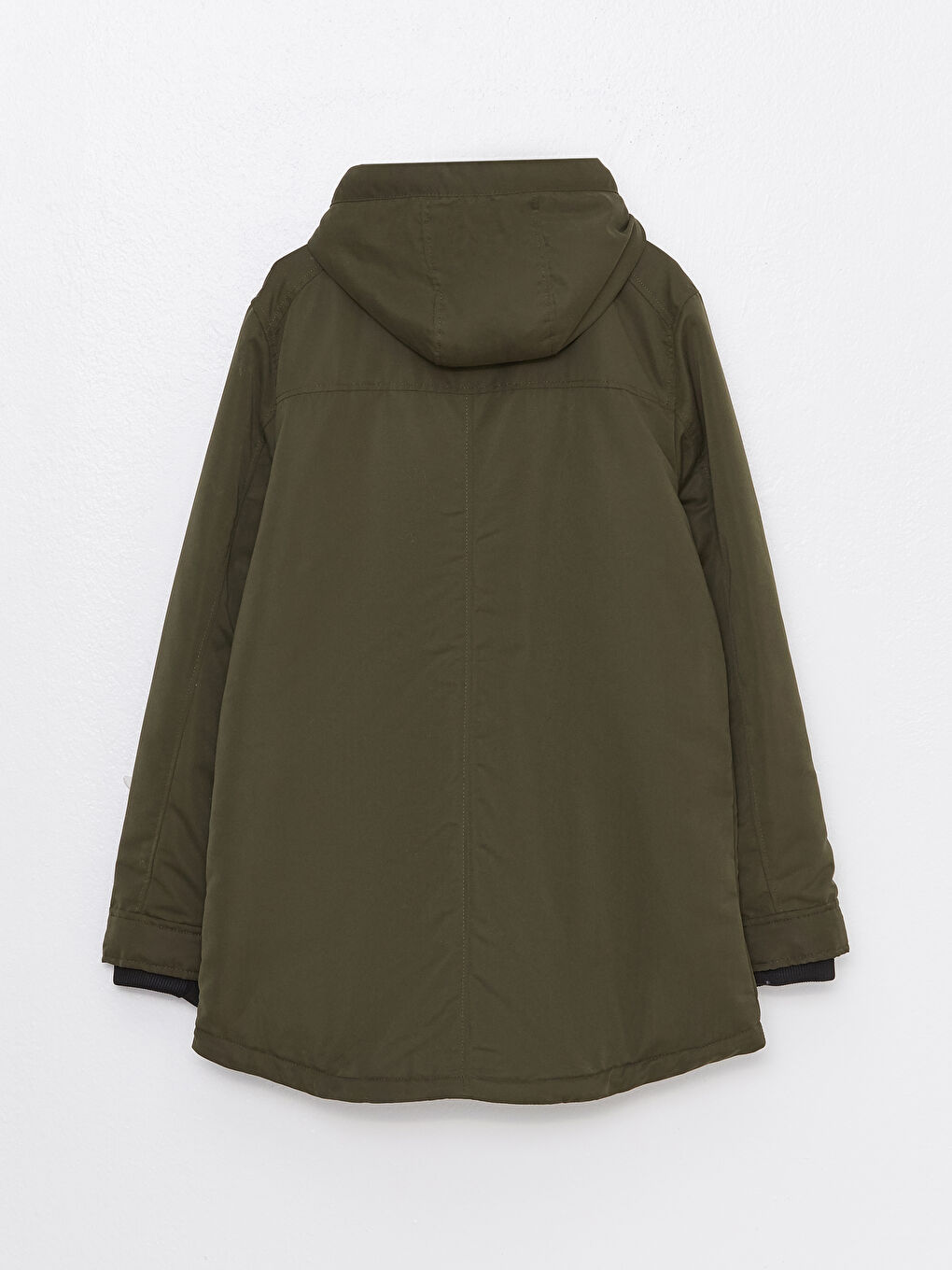 Haki Standart Kalıp Kapüşonlu Erkek Parka-6