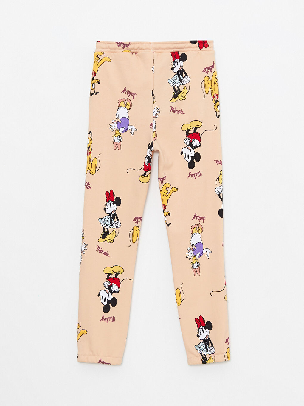 Bej Beli Lastikli Baskılı Kız Çocuk Eşofman Altı-1