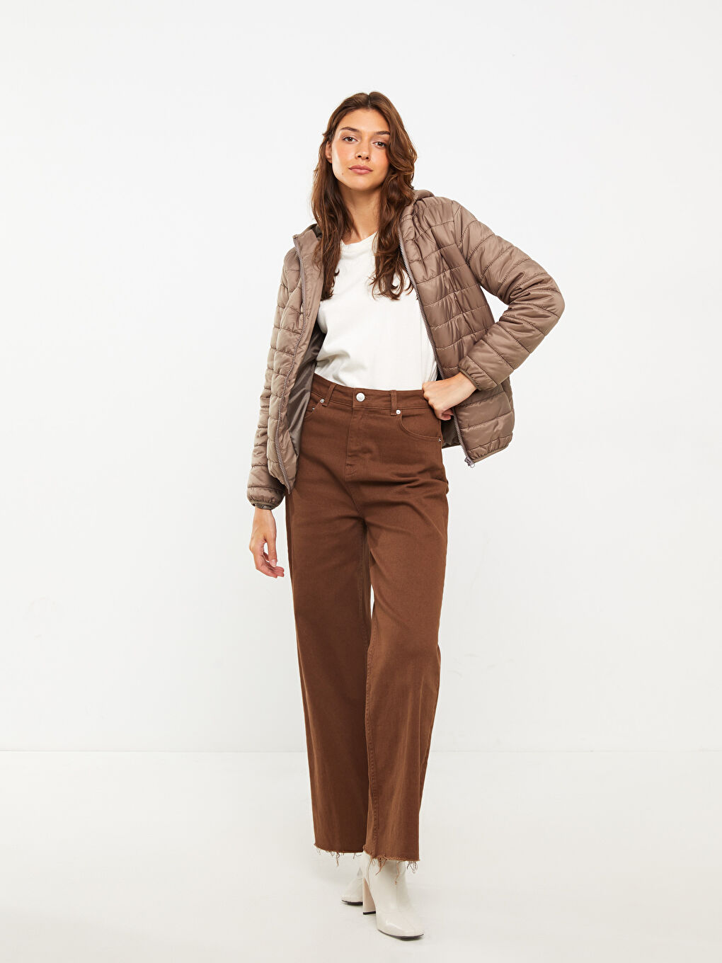Women's Hooded Plain Coat-2