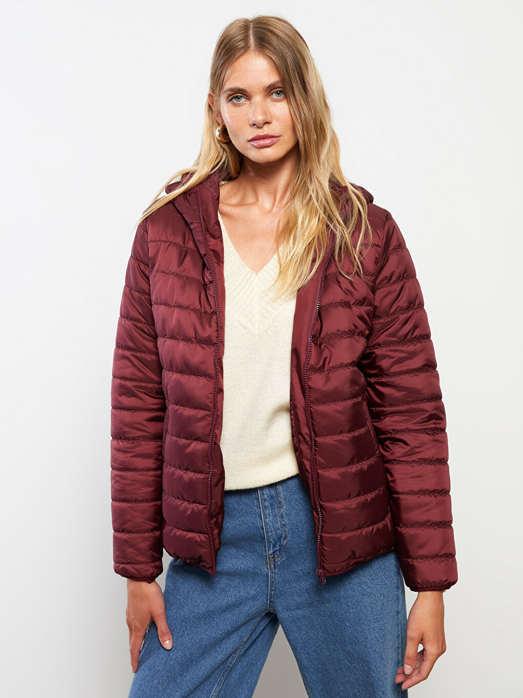 Women's Hooded Plain Coat-1
