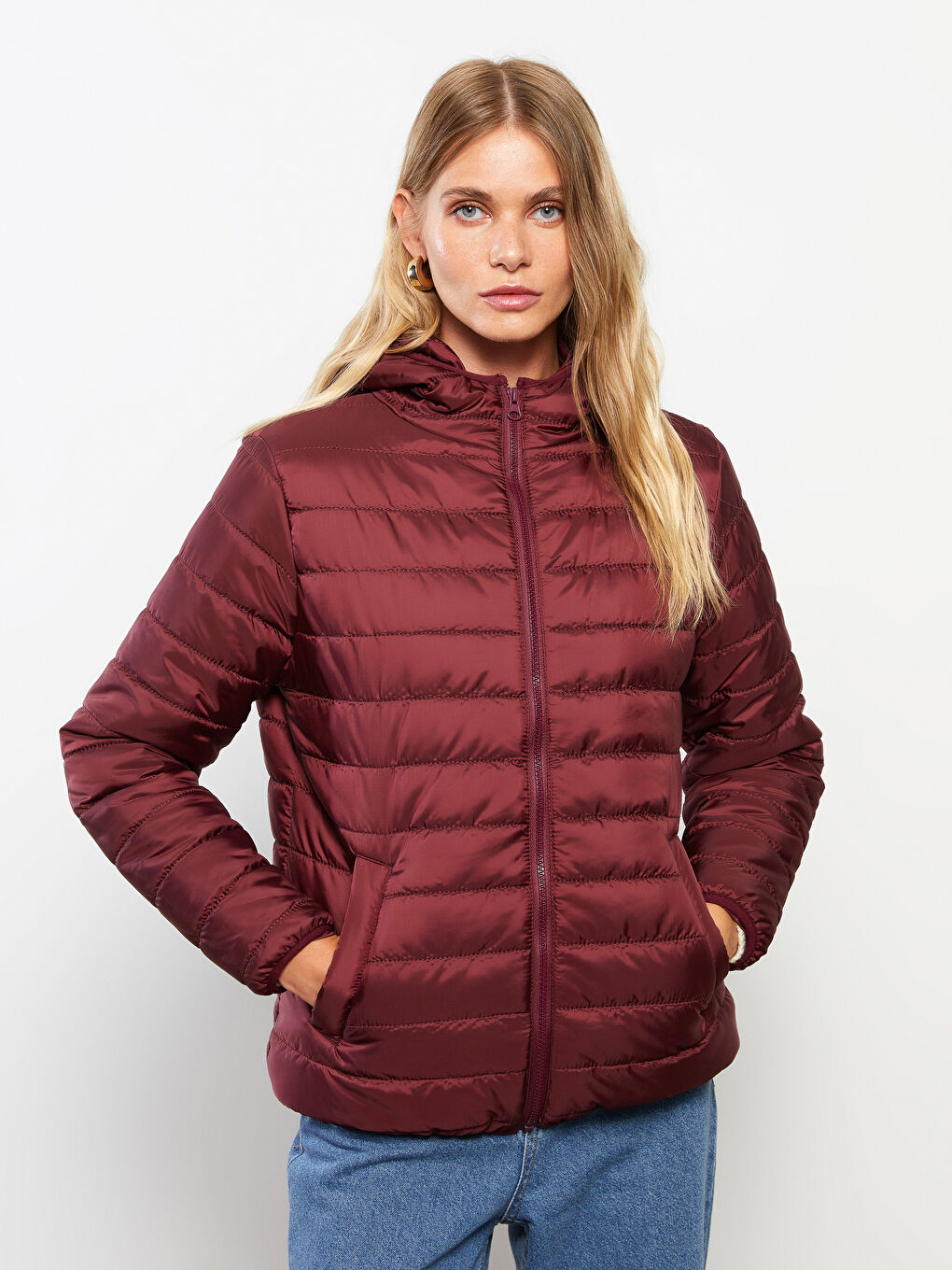 Women's Hooded Plain Coat-3