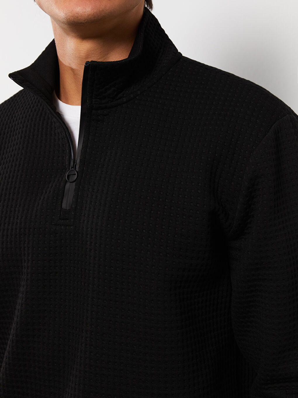 Hanorac cu fermoar și guler tip pâlnie, mânecă lungă pentru bărbați-3