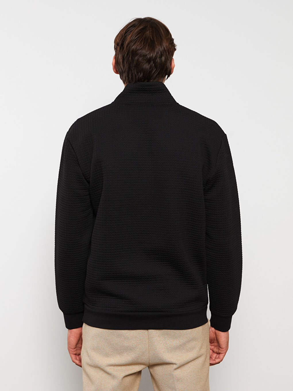 Hanorac cu fermoar și guler tip pâlnie, mânecă lungă pentru bărbați-4