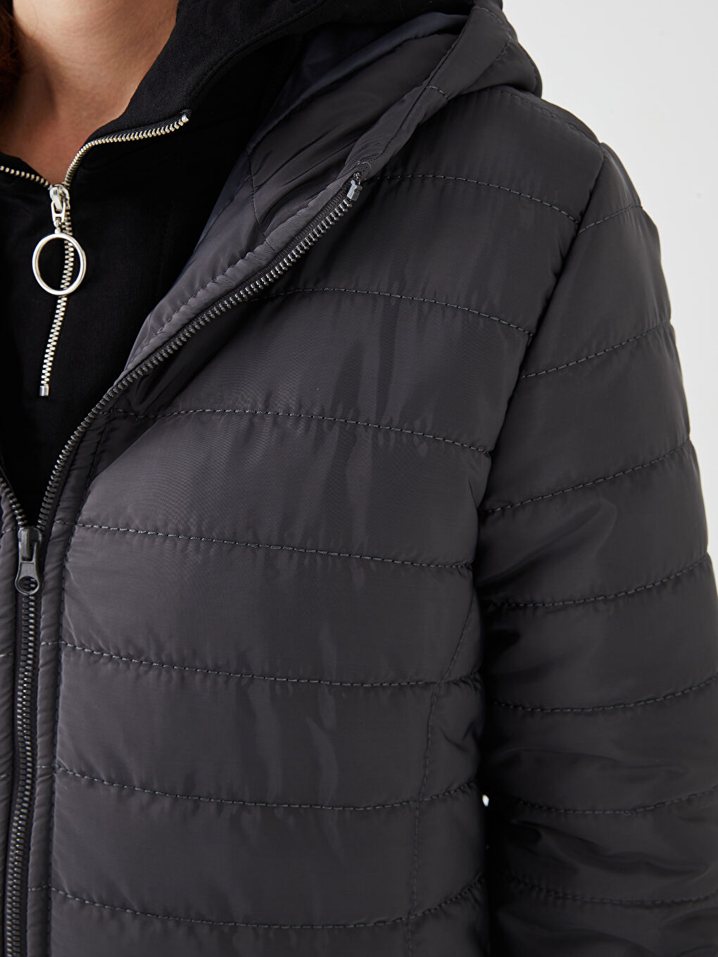 Women's Hooded Plain Coat-3
