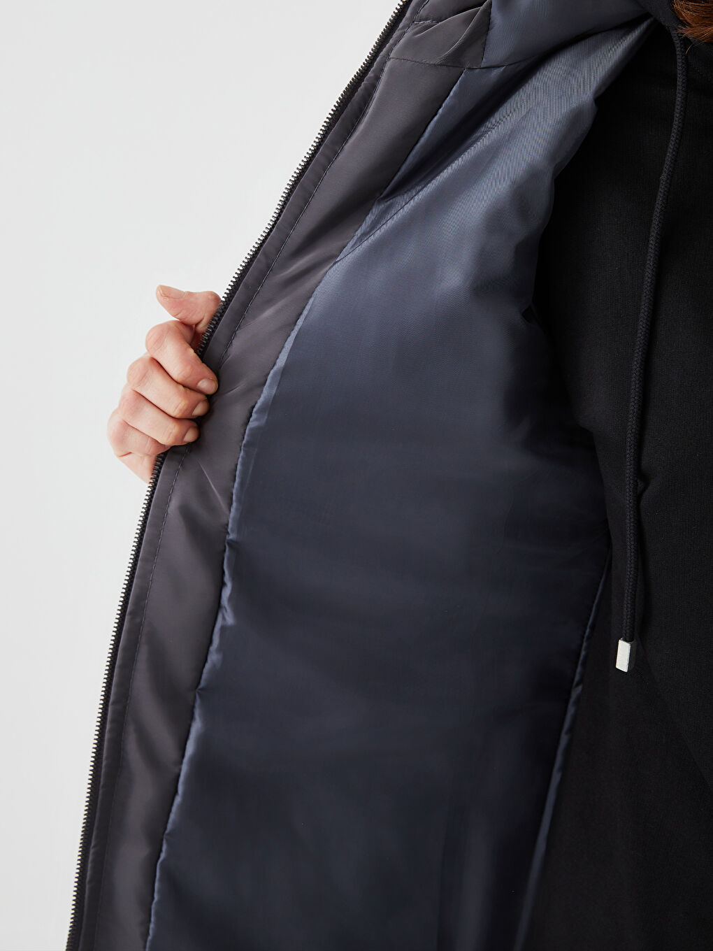 Women's Hooded Plain Coat-4