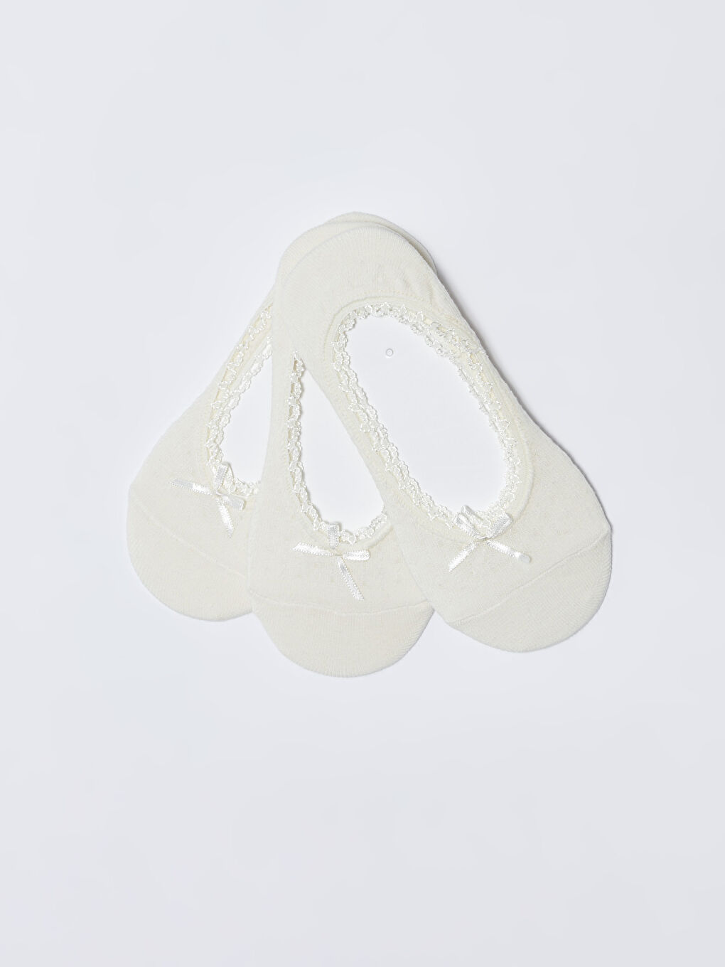 Ekru Kadın Düz Babet Çorap 3'lü