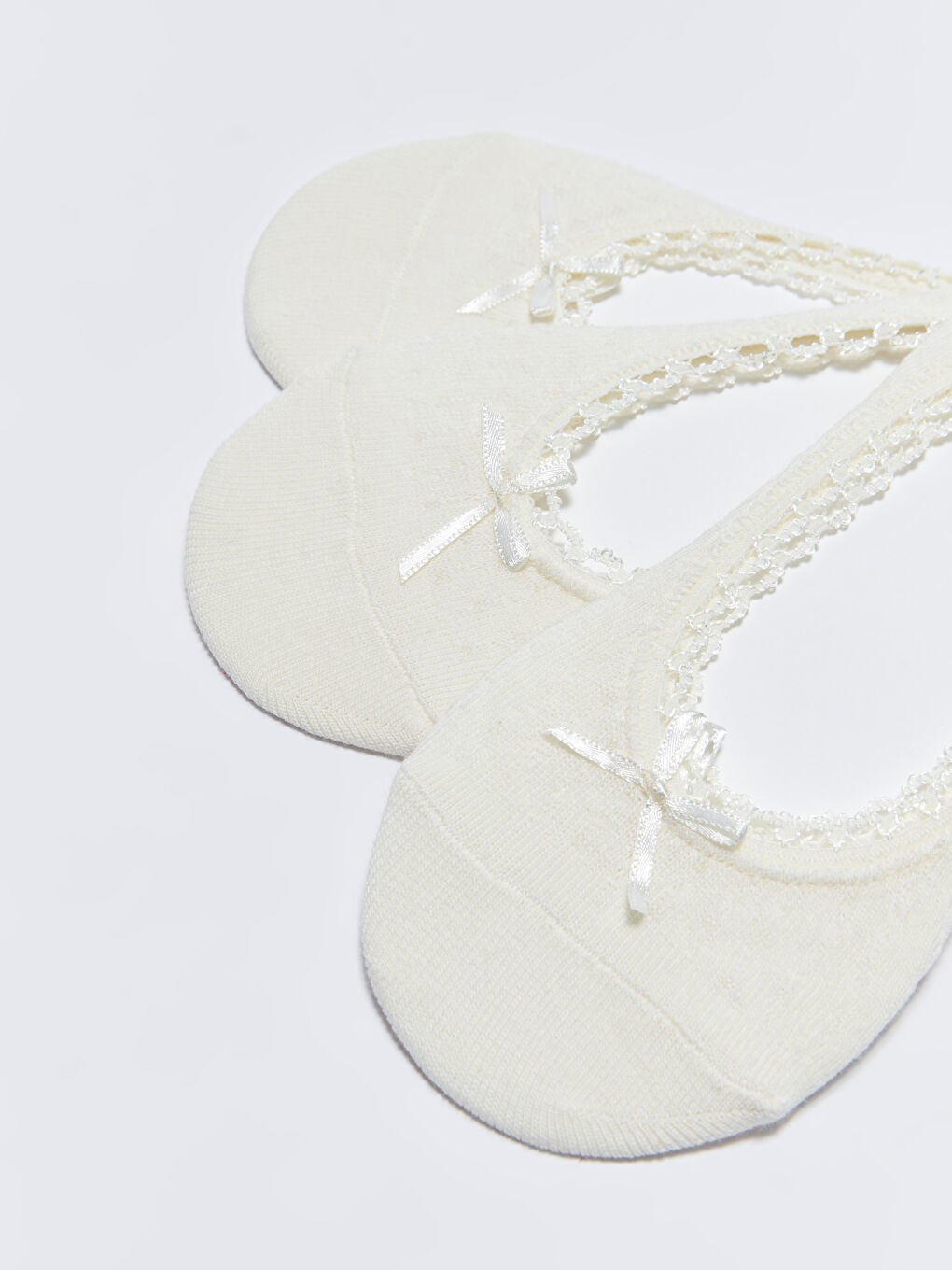 Ekru Kadın Düz Babet Çorap 3'lü-2