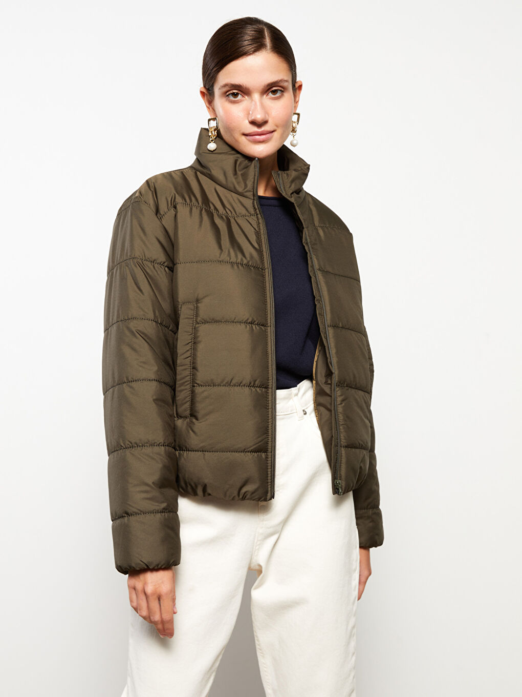 Turtle Neck Regular Long Sleeve Women's Coat-1