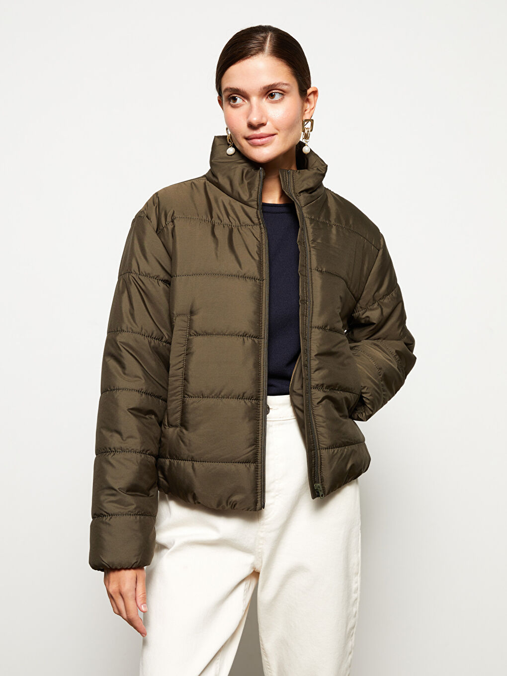 Turtle Neck Regular Long Sleeve Women's Coat-2