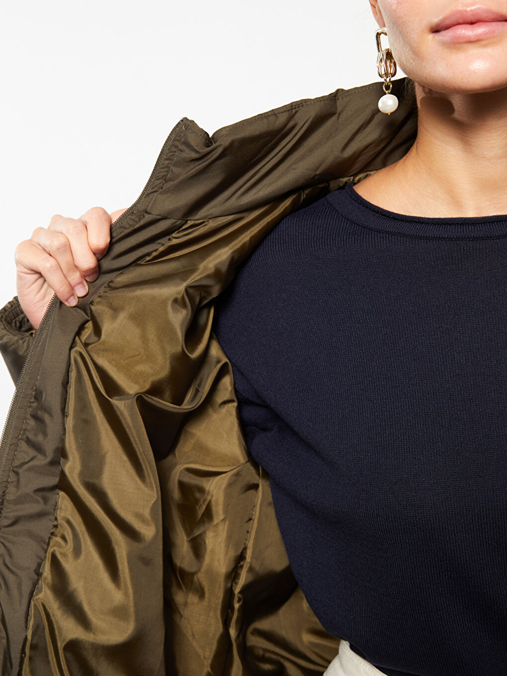 Turtle Neck Regular Long Sleeve Women's Coat-3