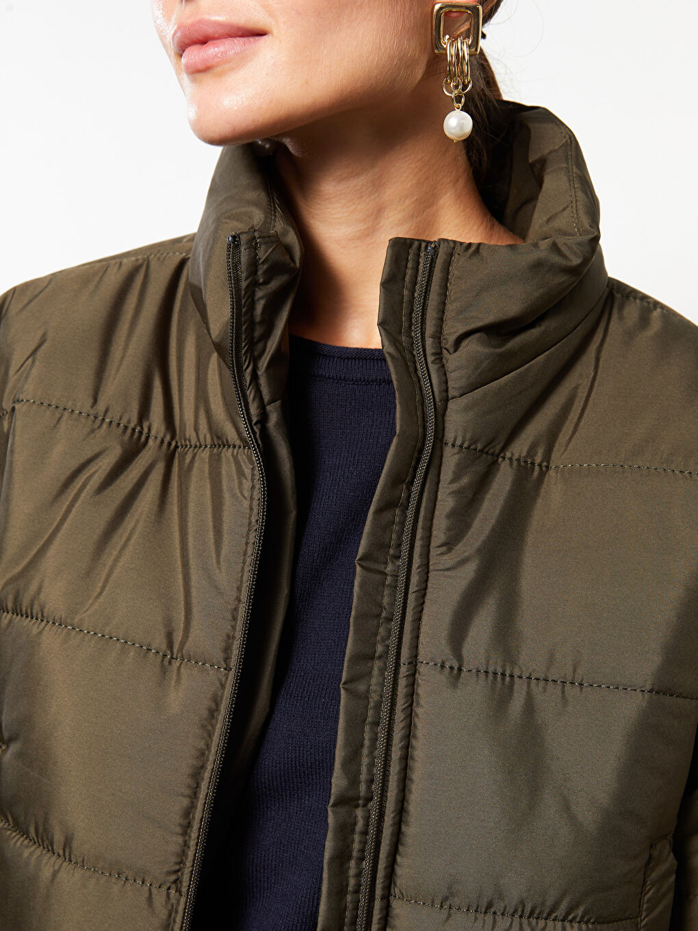 Turtle Neck Regular Long Sleeve Women's Coat-4