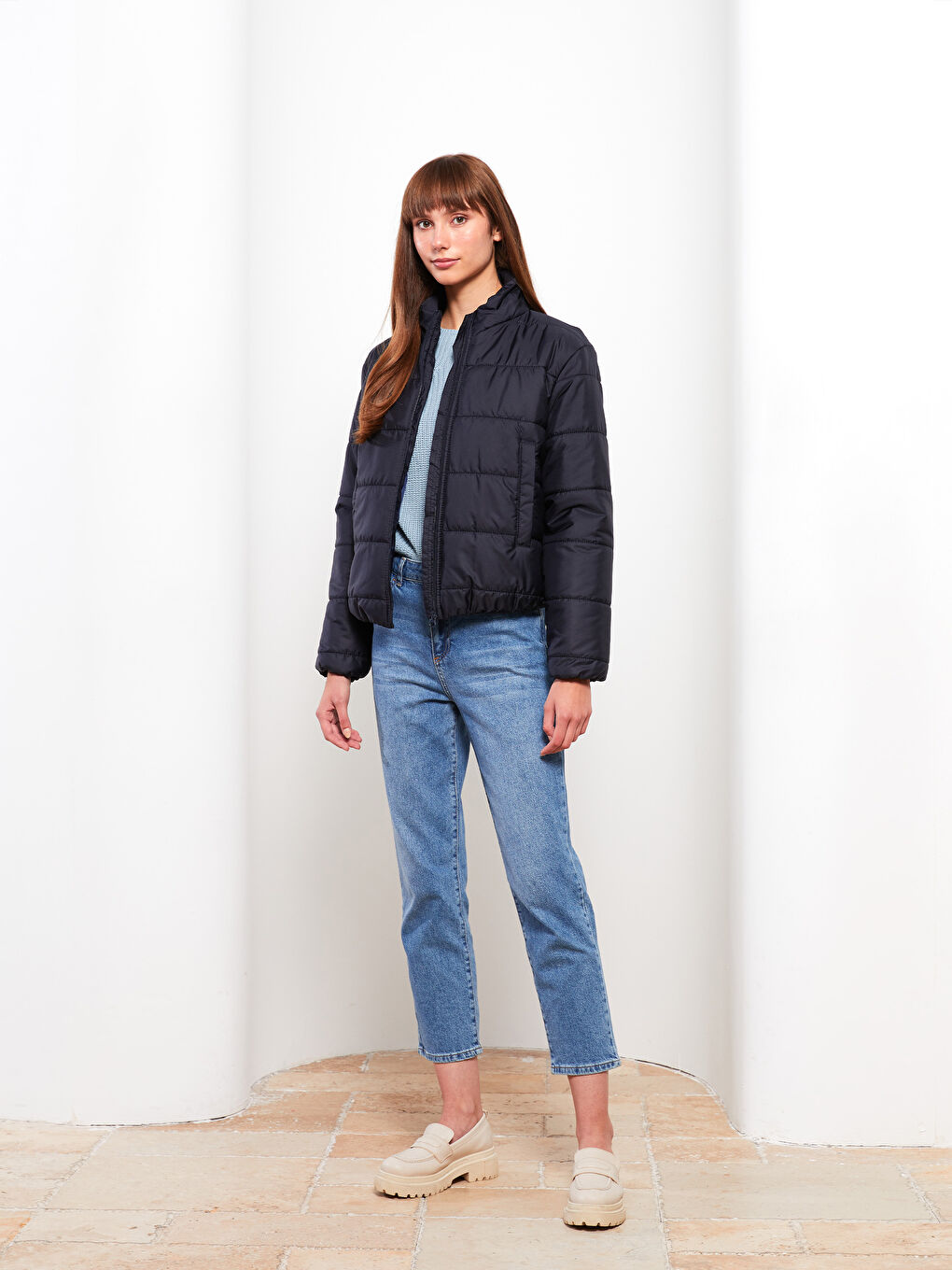Turtle Neck Regular Long Sleeve Women's Coat-2