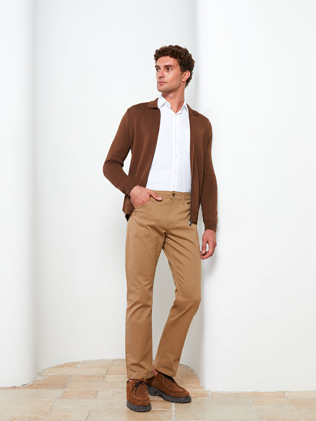 Standard Fit Gabardine Men's Chino Trousers-1