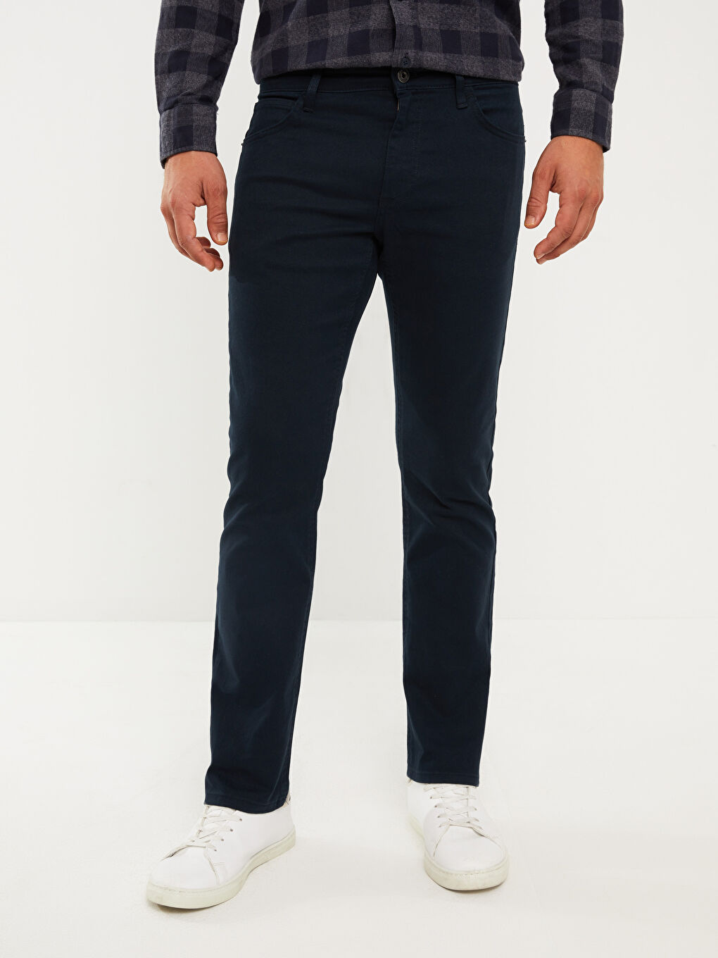 Lacivert Standart Kalıp Gabardin Erkek Chino Pantolon-3