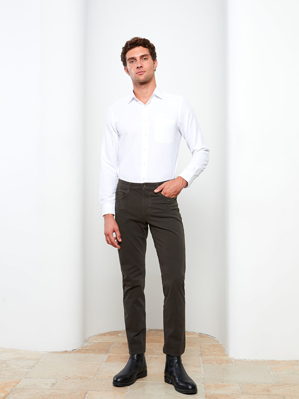 Haki Slim Fit Gabardin Erkek Pantolon