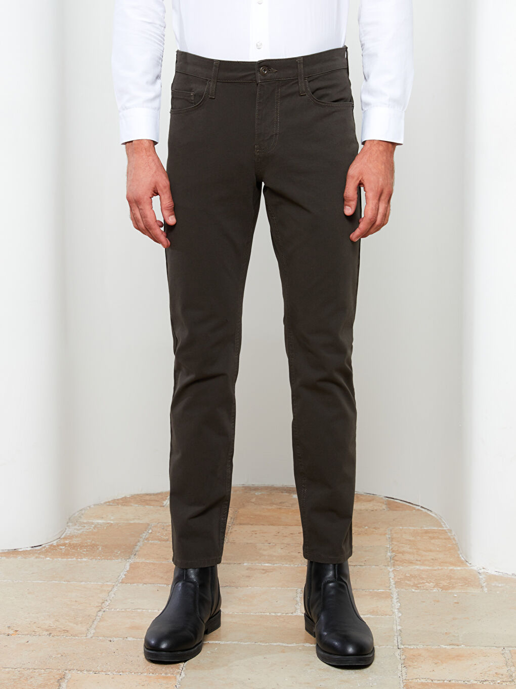 Haki Slim Fit Gabardin Erkek Pantolon-2