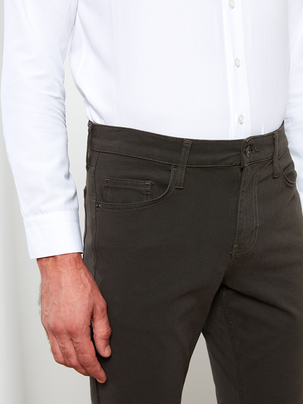 Haki Slim Fit Gabardin Erkek Pantolon-3
