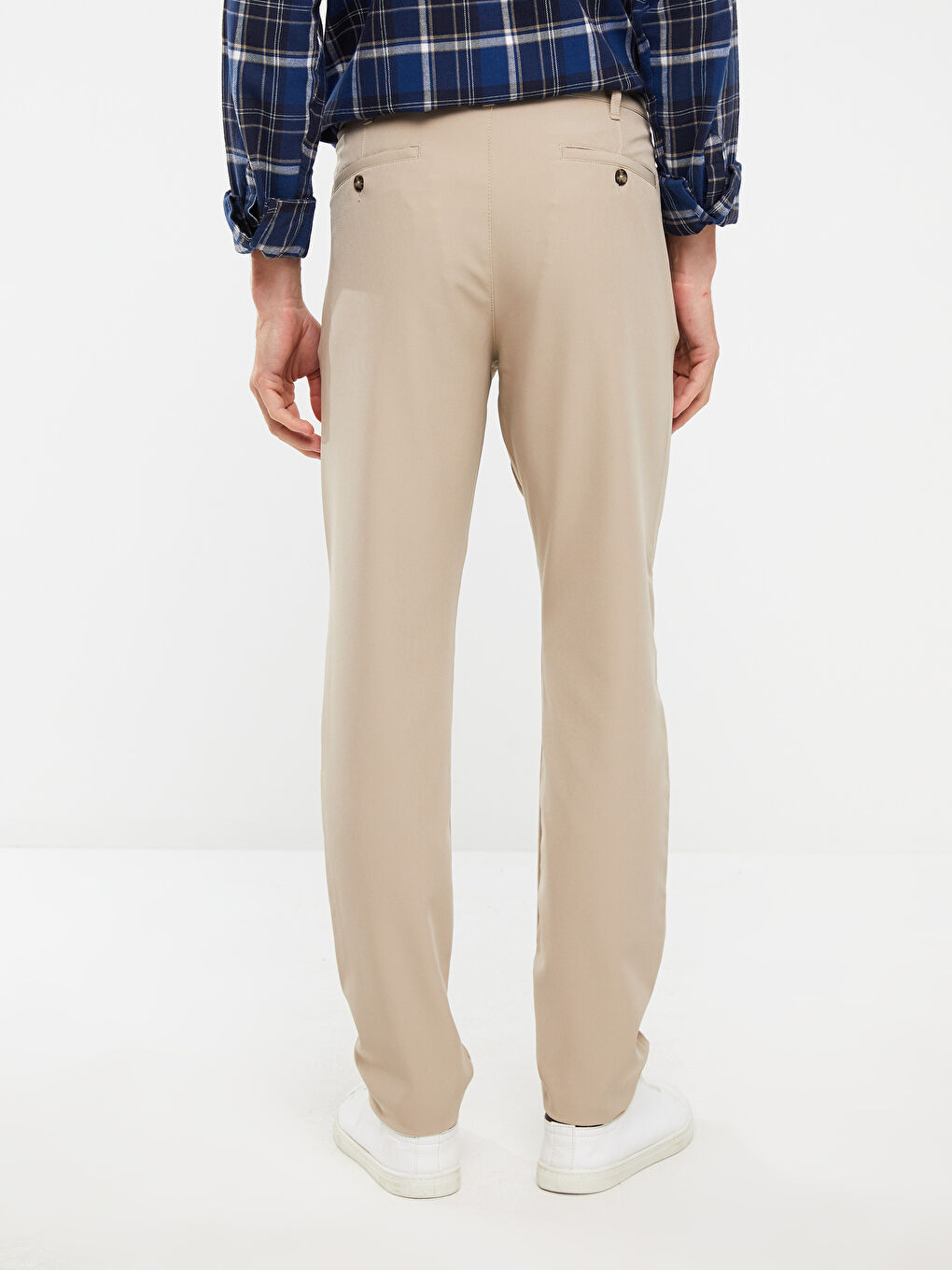 Bej Dar Kalıp Gabardin Erkek Chino Pantolon-3