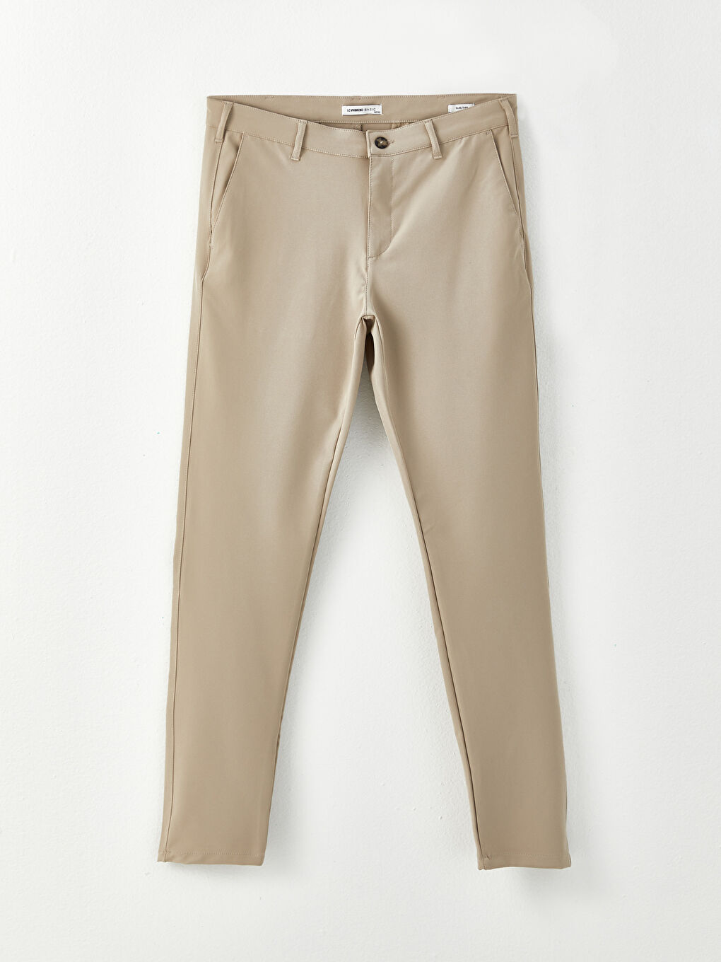 Bej Dar Kalıp Gabardin Erkek Chino Pantolon-5