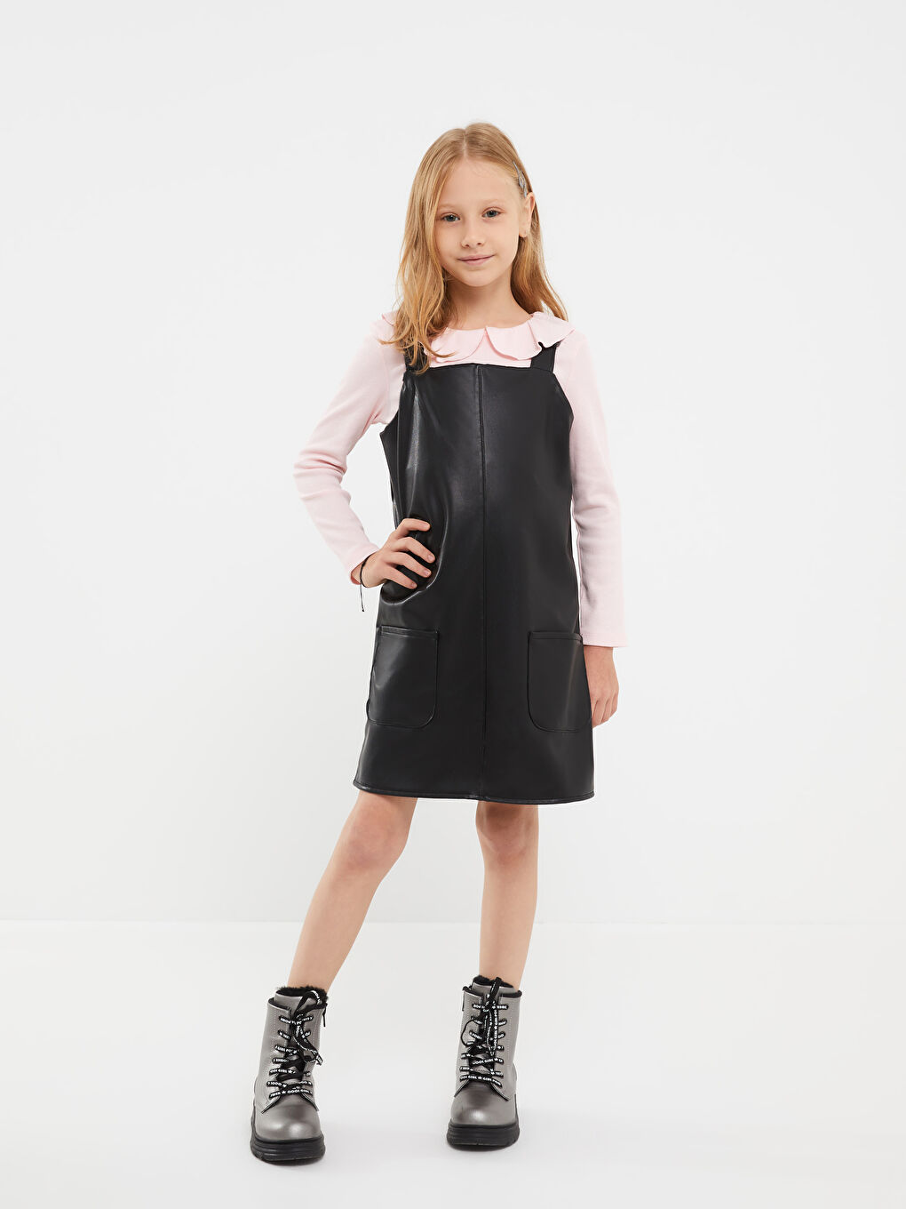LCW Kids Bebe Collar Basic Long Sleeve Girl T-shirt -W27716Z4-FUG