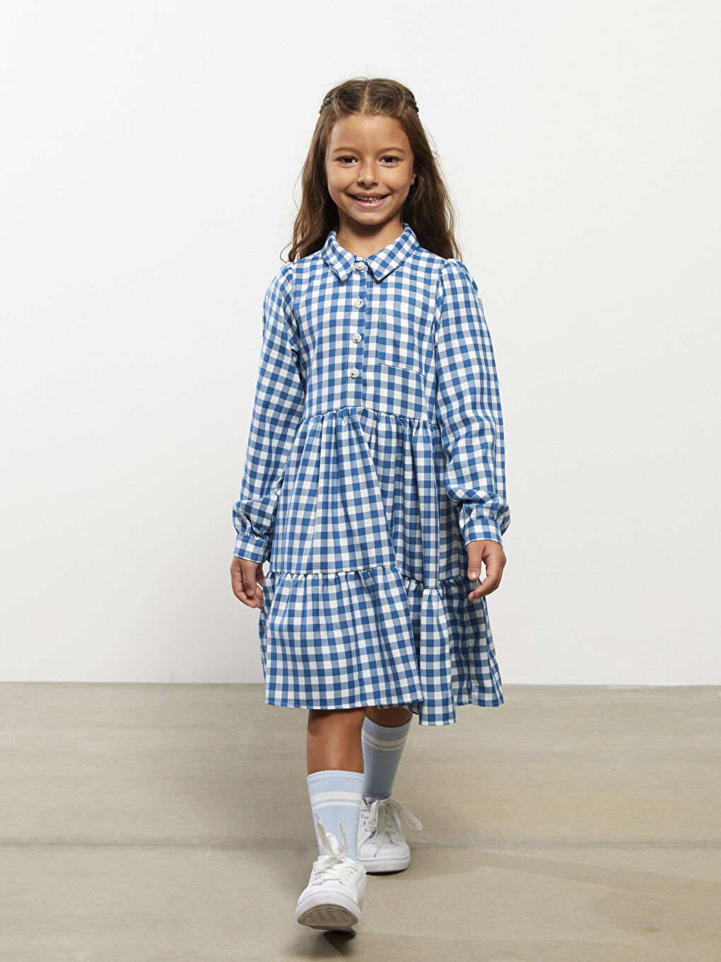 LCW Kids Hemdkragen Karo Langarm Mädchenkleid -W27726Z4-LLC
