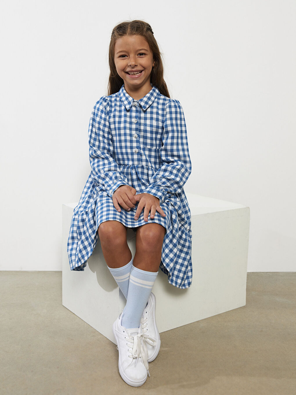 LCW Kids Hemdkragen Karo Langarm Mädchenkleid -W27726Z4-LLC