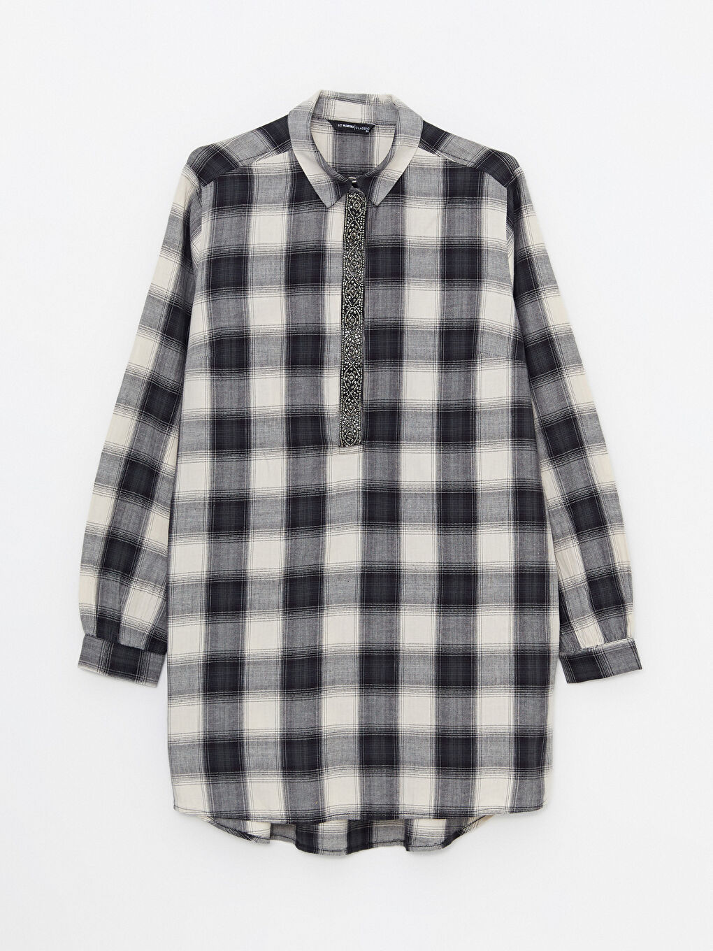 LCWAIKIKI Classic Plaid Long Sleeve Viscose Women's Shirt Tunic -W27728Z8-LN6