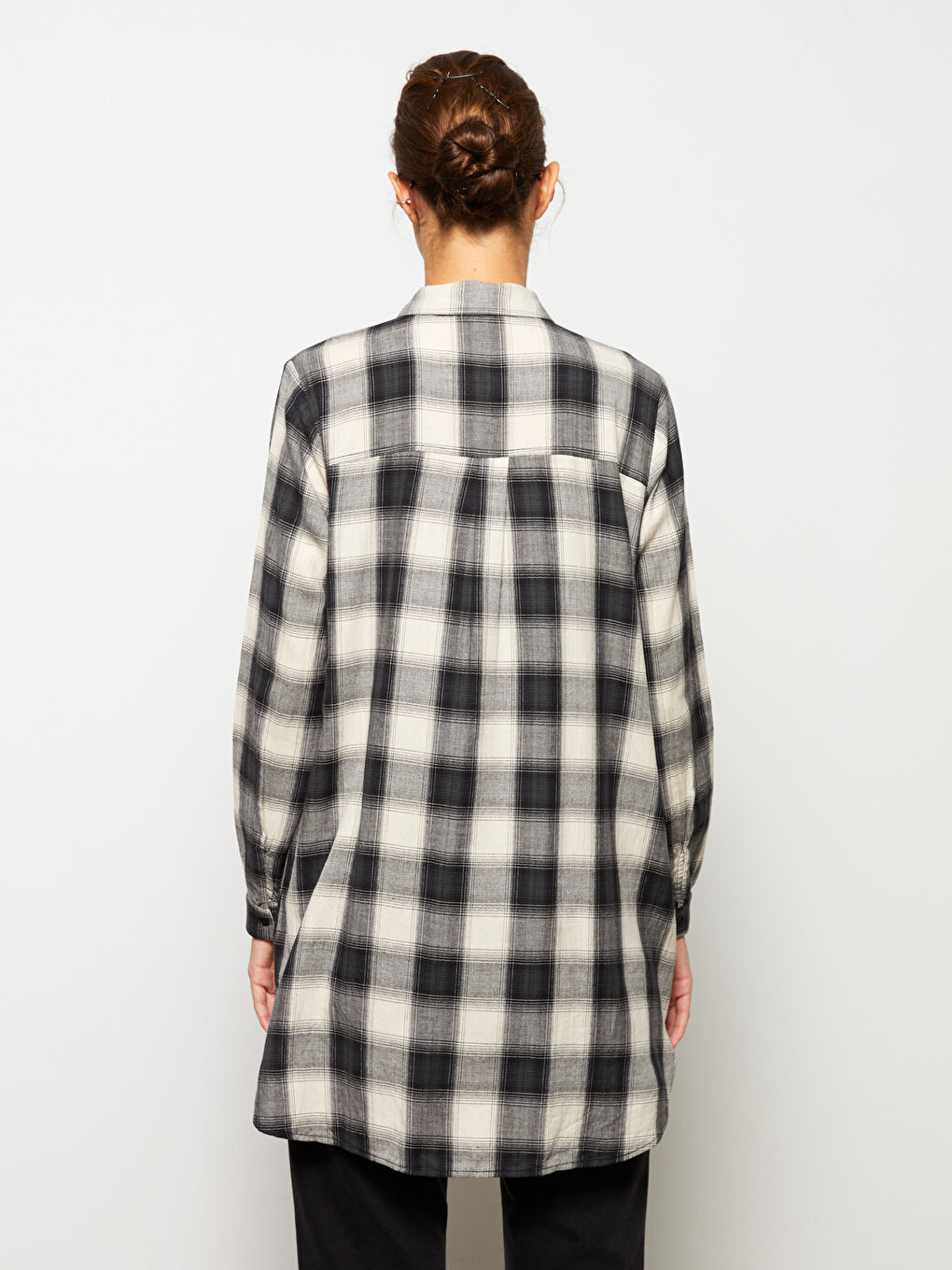 LCWAIKIKI Classic Plaid Long Sleeve Viscose Women's Shirt Tunic -W27728Z8-LN6