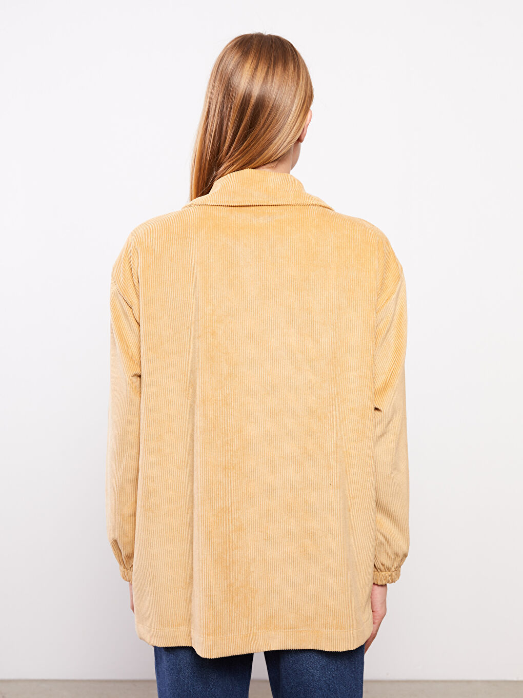 Buttoned Regular Long Sleeve Velvet Women's Shirt Jacket -W27742Z8-GFE