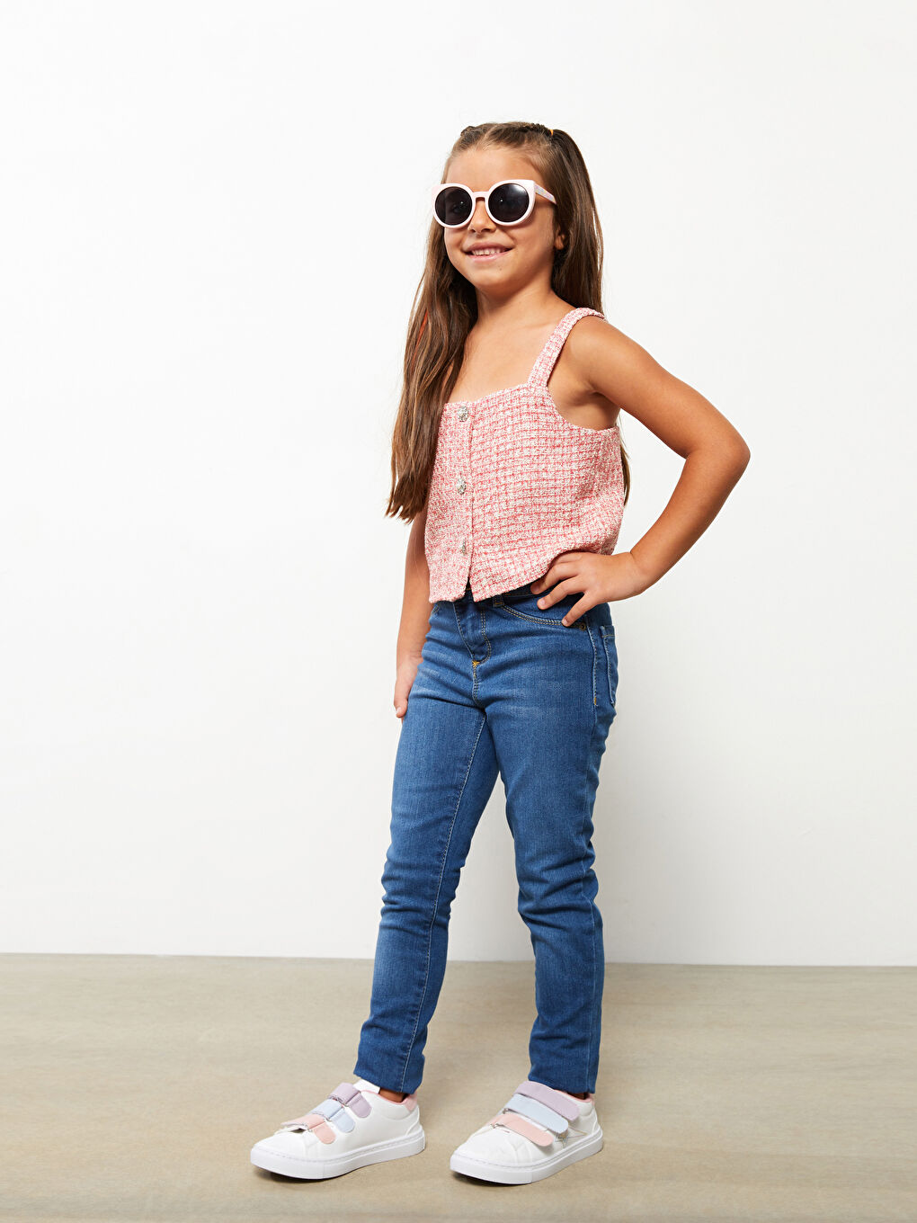 LCW Kids Orta İndigo Rodeo Slim Fit Kız Çocuk Jean Pantolon - 1