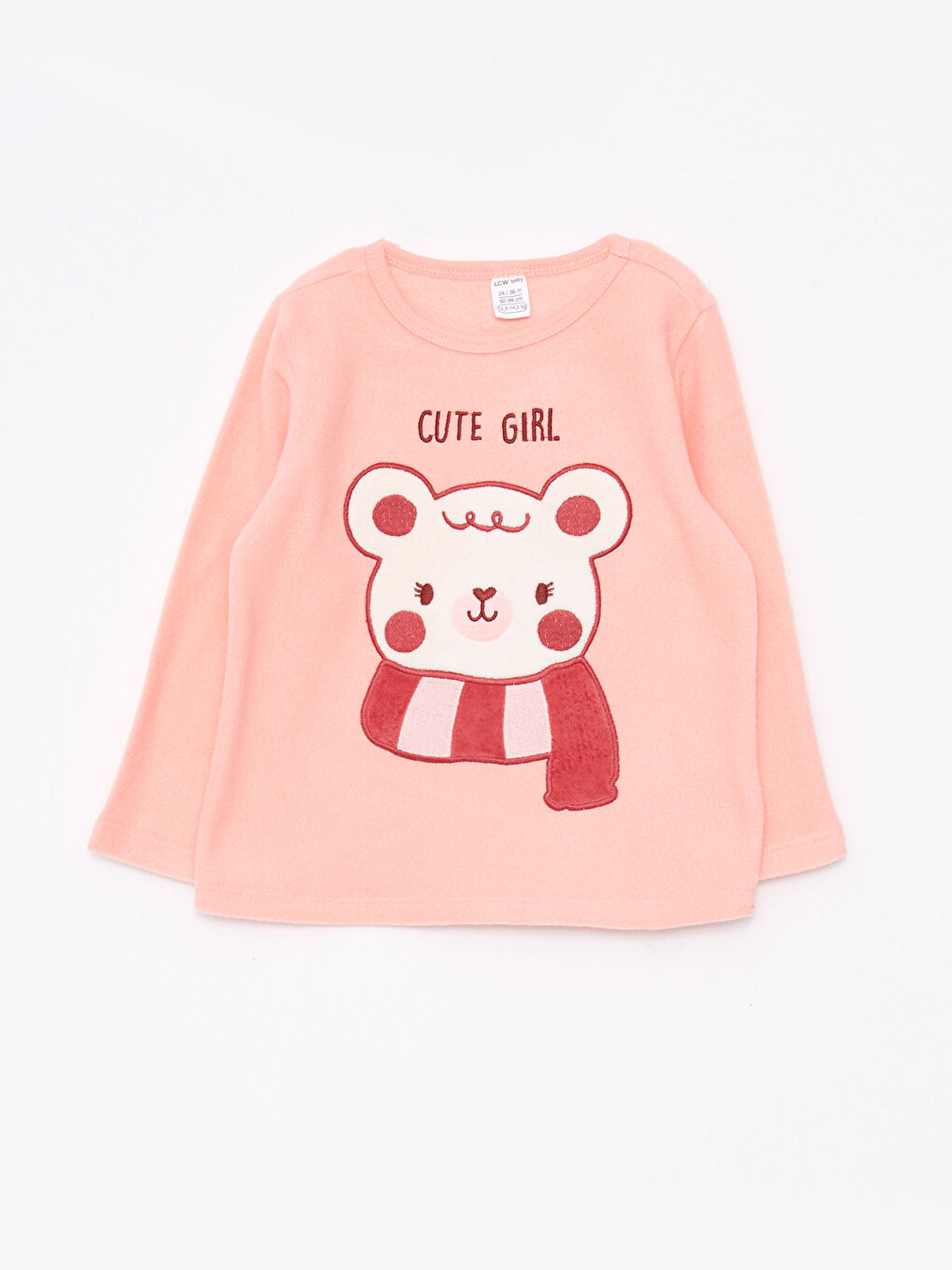 LCW baby Pembe Bisiklet Yaka Uzun Kollu Kız Bebek Pijama Takımı - 1