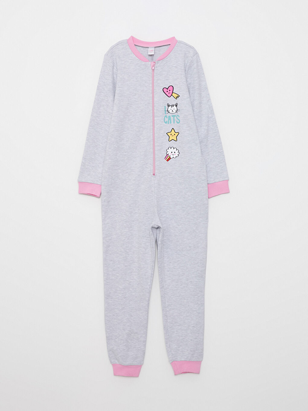 Crew Neck Printed Long Sleeve Girl Jumpsuit