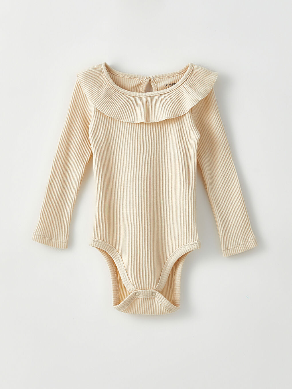 Crew Neck Long Sleeve Baby Girls' Snap Fastening Bodysuit