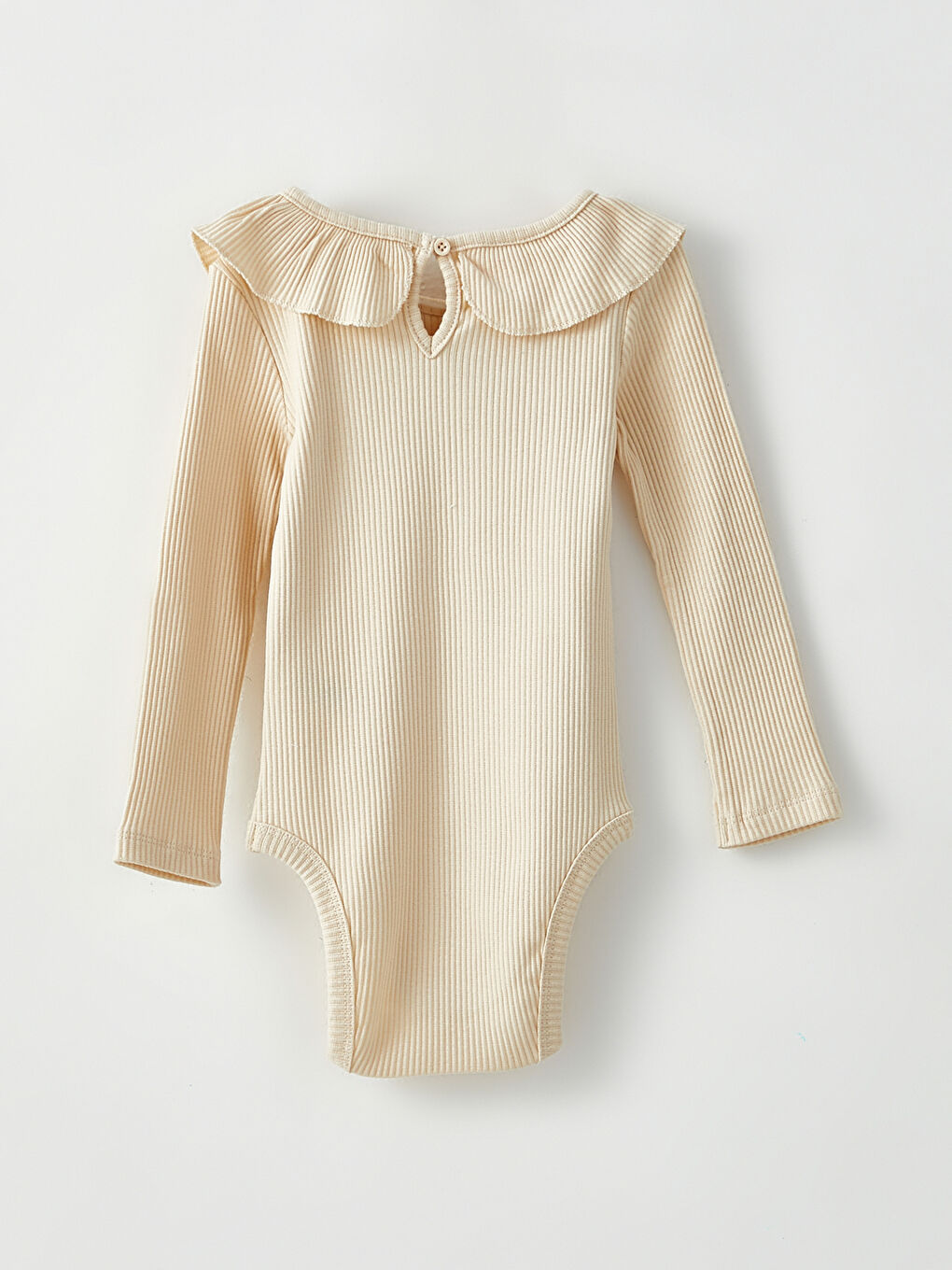 Crew Neck Long Sleeve Baby Girls' Snap Fastening Bodysuit-2