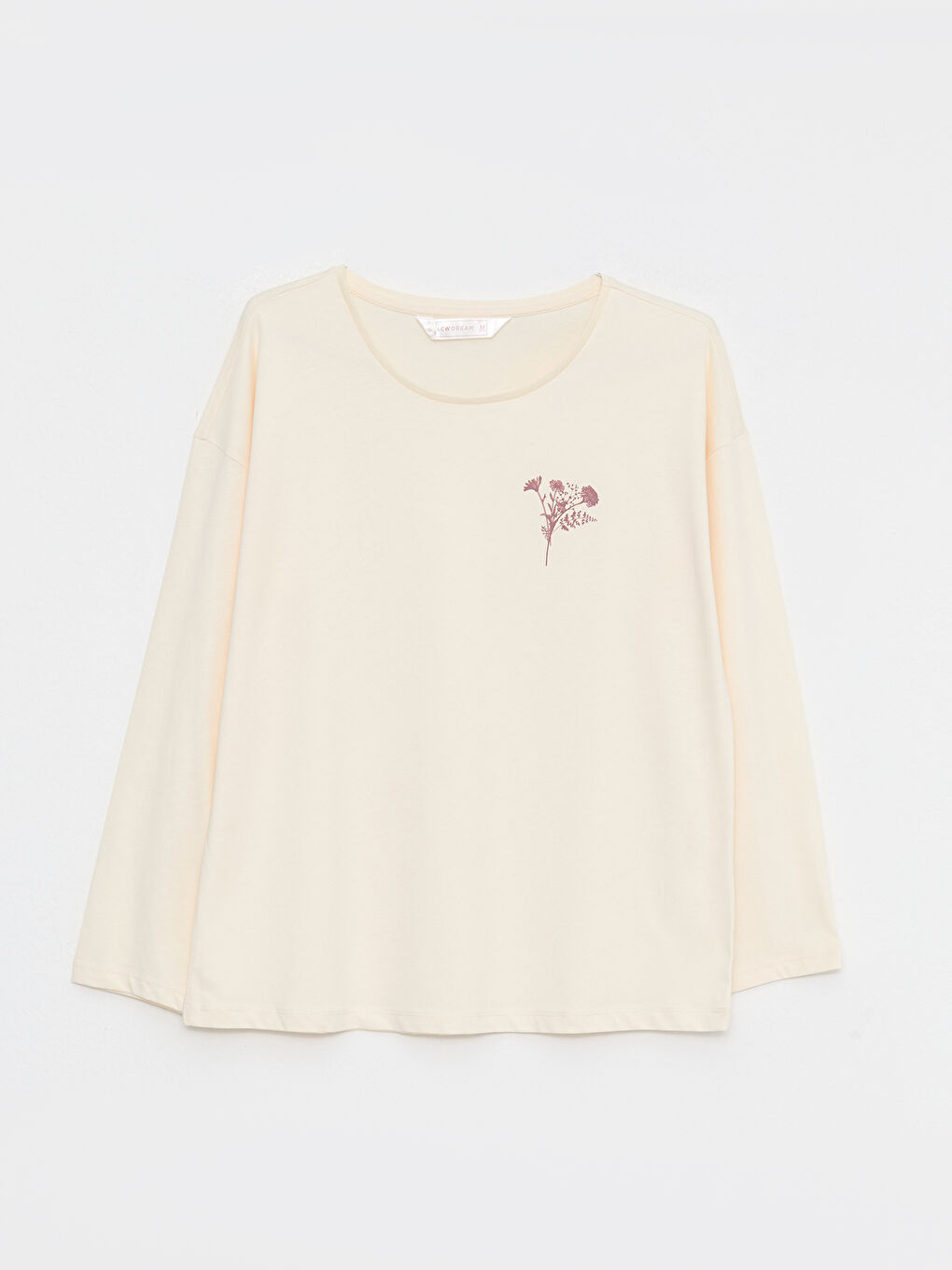 Pembe Bisiklet Yaka Baskılı Uzun Kollu Pamuklu Kadın Pijama Takımı-6