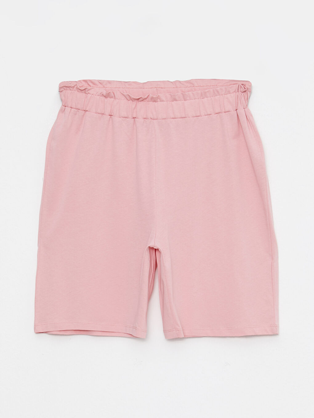 Pembe Bisiklet Yaka Baskılı Kısa Kollu Pamuklu Kadın Pijama Takımı-7