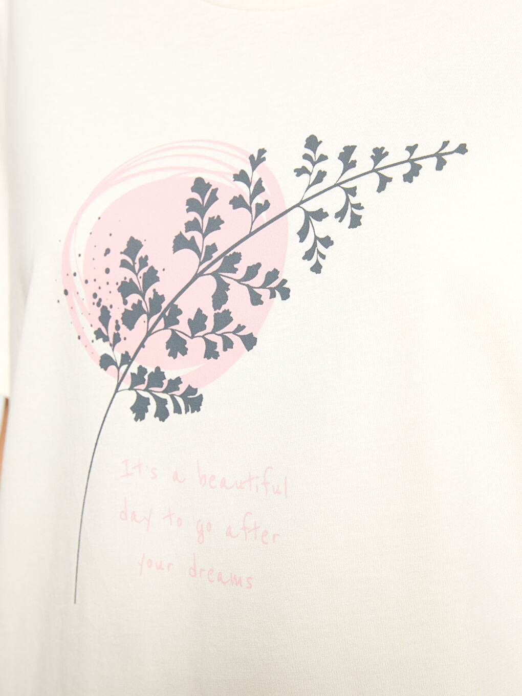 Pembe Bisiklet Yaka Baskılı Kısa Kollu Pamuklu Kadın Pijama Takımı-3