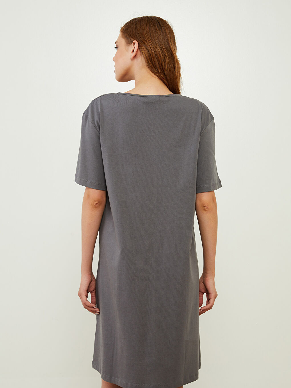 Women's Crew Neck Printed Short Sleeve Cotton Nightgown-4