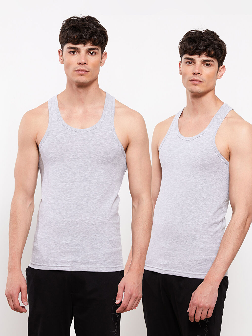 LC WAIKIKI U Neck Jersey Men's Vest 2 Pack -W27793Z8-LAL
