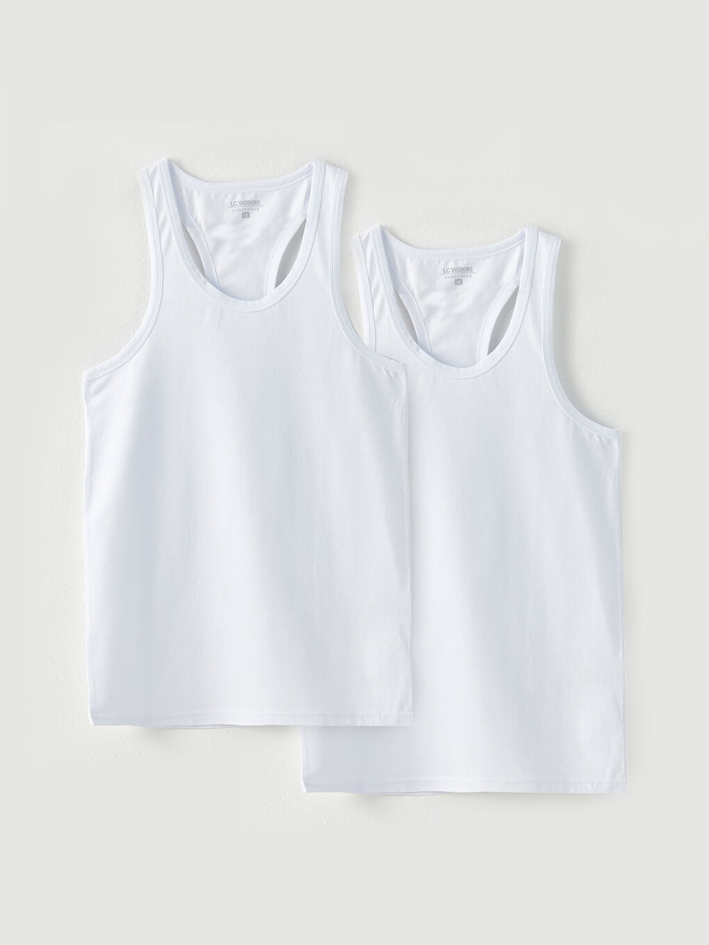 Beyaz U Yaka Penye Erkek Atlet 2'li-6