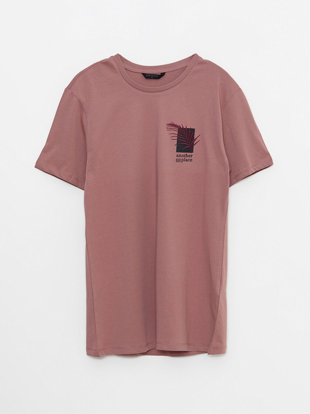 Pembe Bisiklet Yaka Kısa Kollu Baskılı Penye Erkek Tişört-5