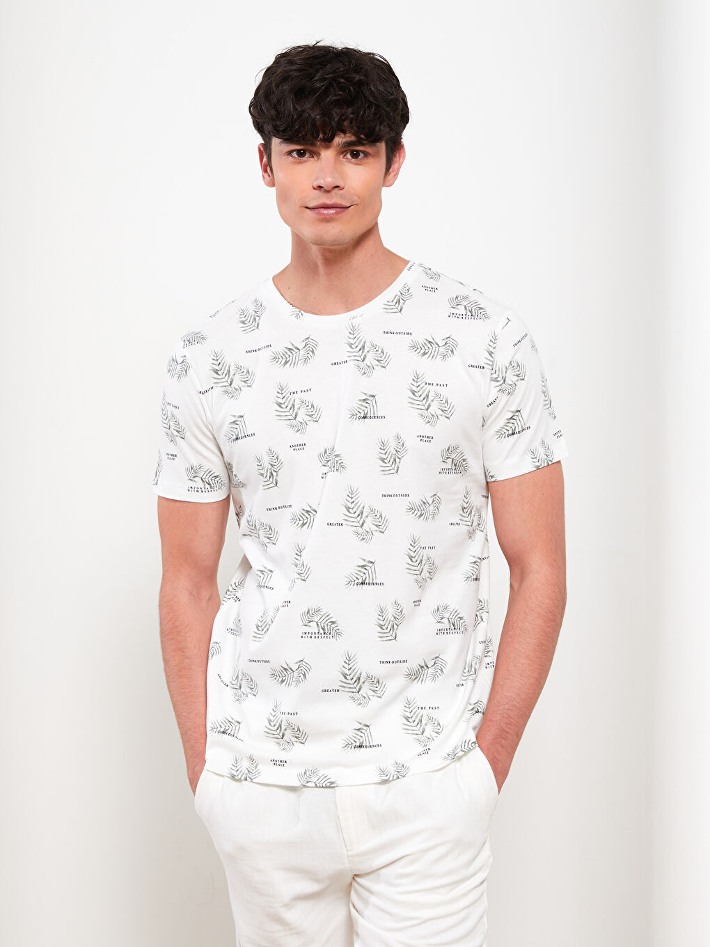 XSIDE Rundhalsausschnitt Kurzarm Bedrucktes T-Shirt aus gekämmter Baumwolle für Herren -W27796Z8-R5B