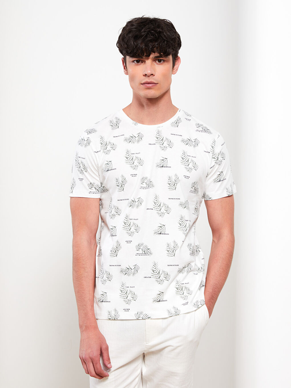 XSIDE Rundhalsausschnitt Kurzarm Bedrucktes T-Shirt aus gekämmter Baumwolle für Herren -W27796Z8-R5B